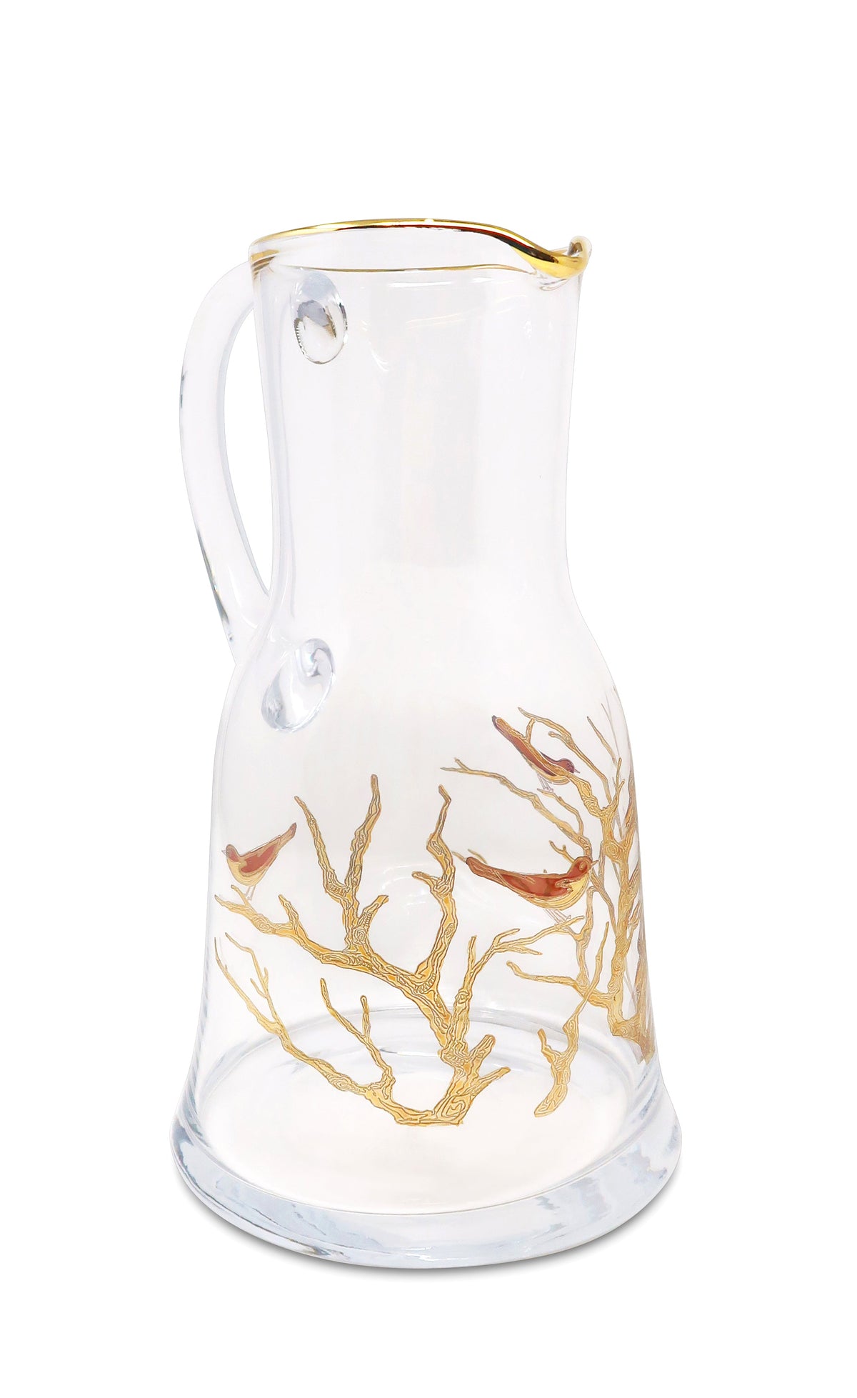 Glass Pitcher with Birds Design