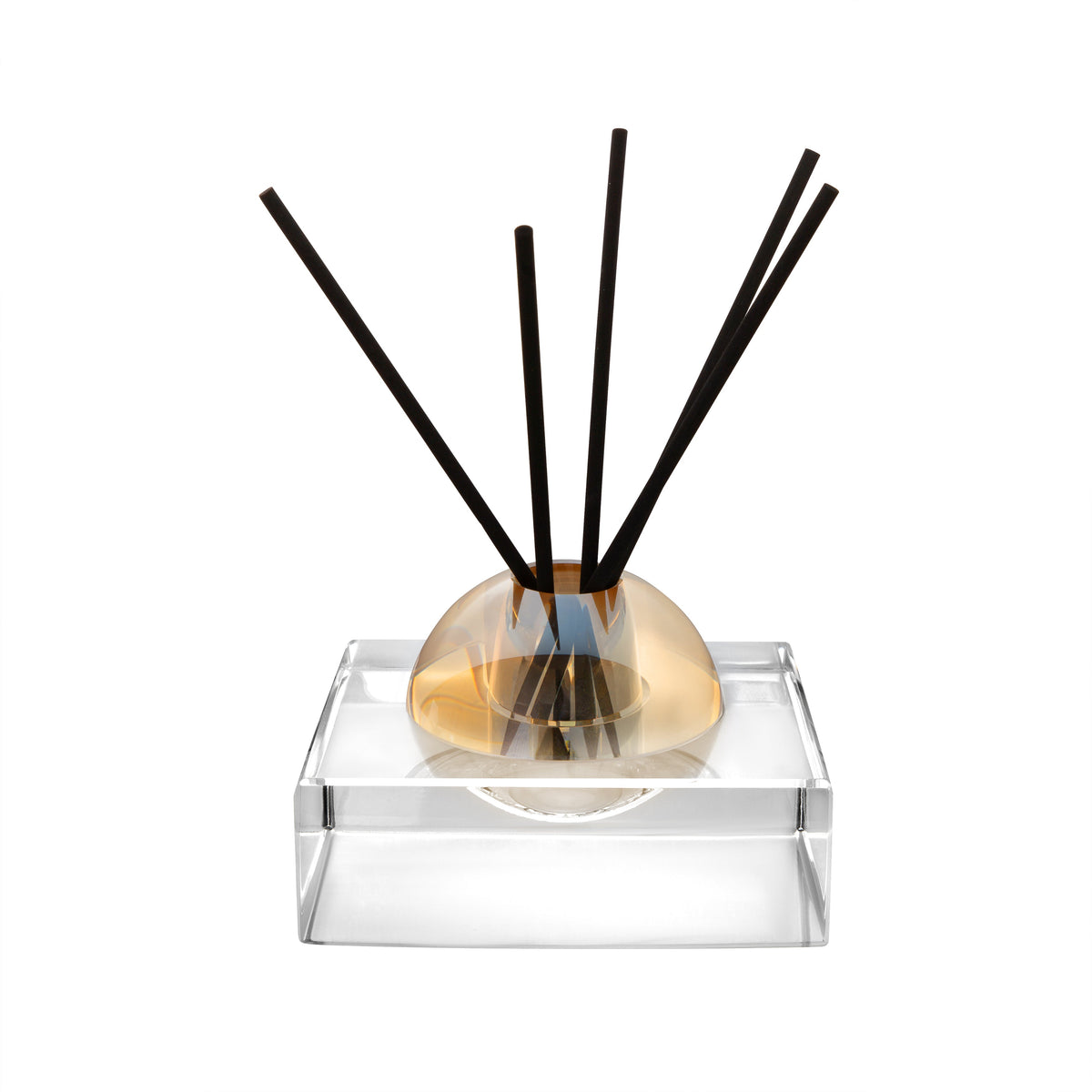 Clear Square Base and Dome Reed Diffuser- Lily of the Valley -5.5 x 5.5 x 2.95"H