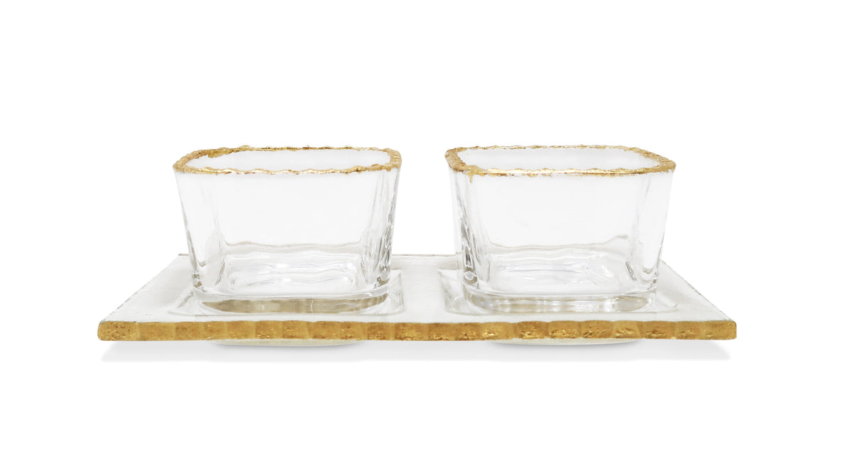 Bowl Relish Dish on Tray with Gold Rim