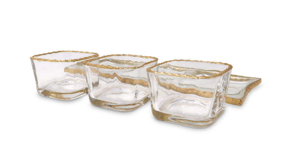 Bowl Relish Dish on Tray with Gold Rim