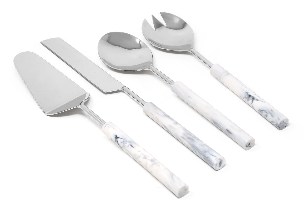Cake/Salad Server Set with Marble Handle