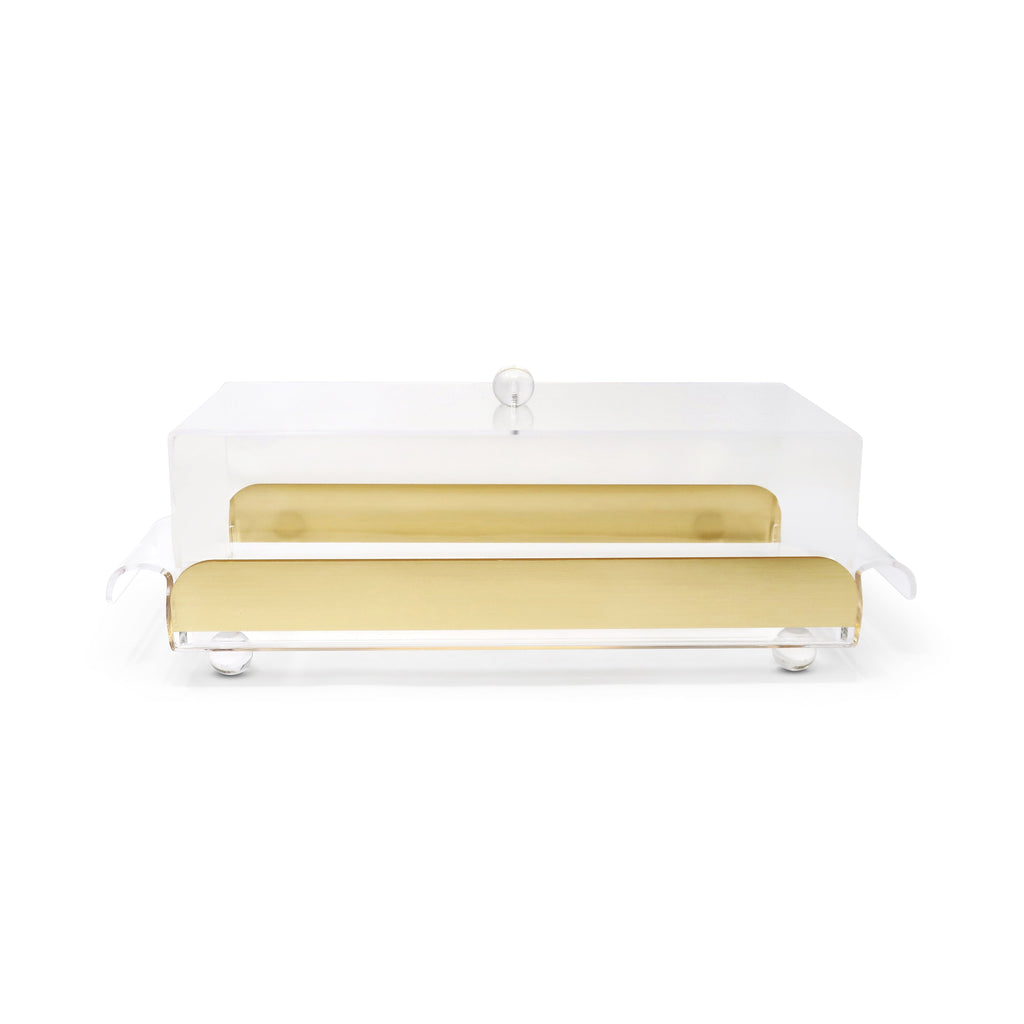 Rectangular Cake Tray with Dome, with Clear Ball Legs and Knob