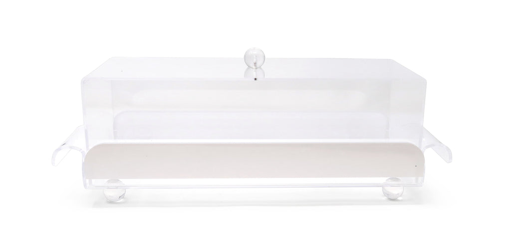 Rectangular Cake Tray with Dome, with Clear Ball Legs and Knob