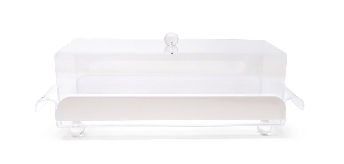 Rectangular Cake Tray with Dome, with Clear Ball Legs and Knob