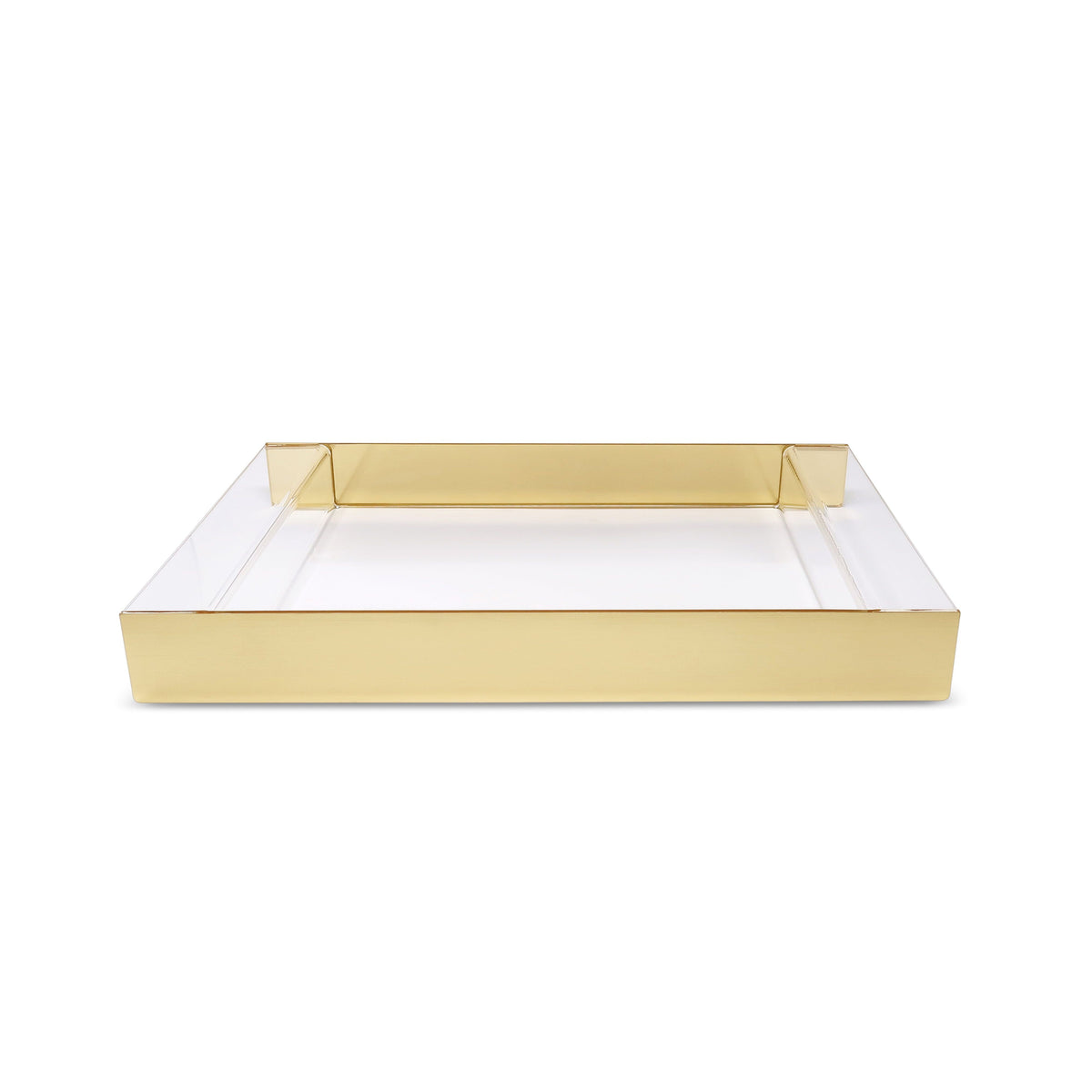 Rectangular Acrylic Tray with 2 Gold Sides, 17.75"L