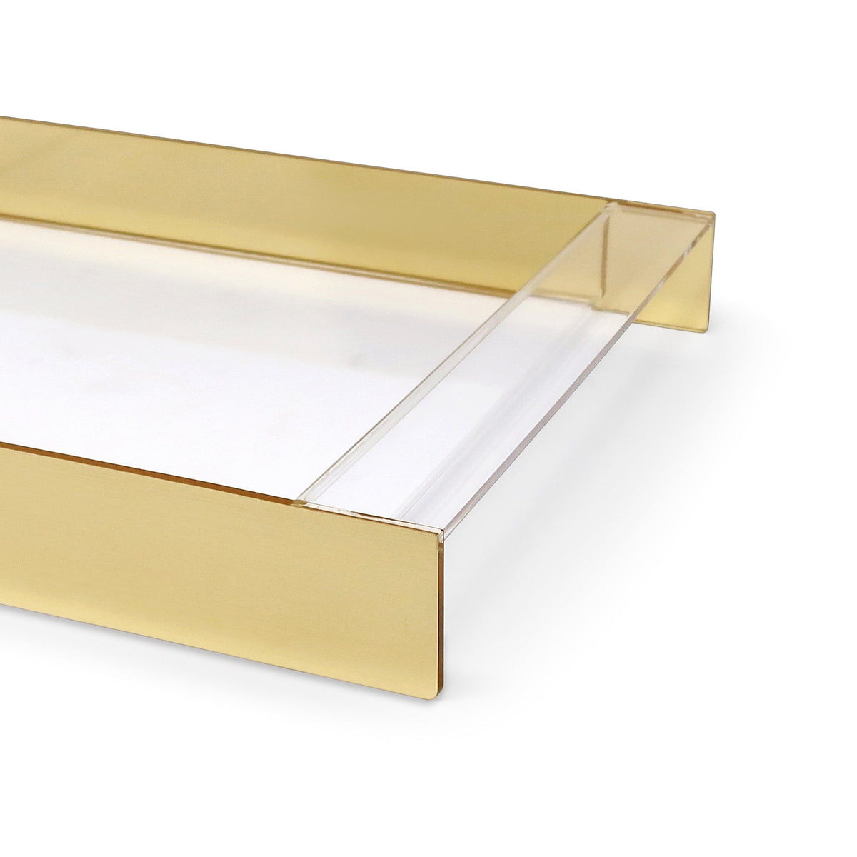 Rectangular Acrylic Tray with 2 Gold Sides, 17.75"L