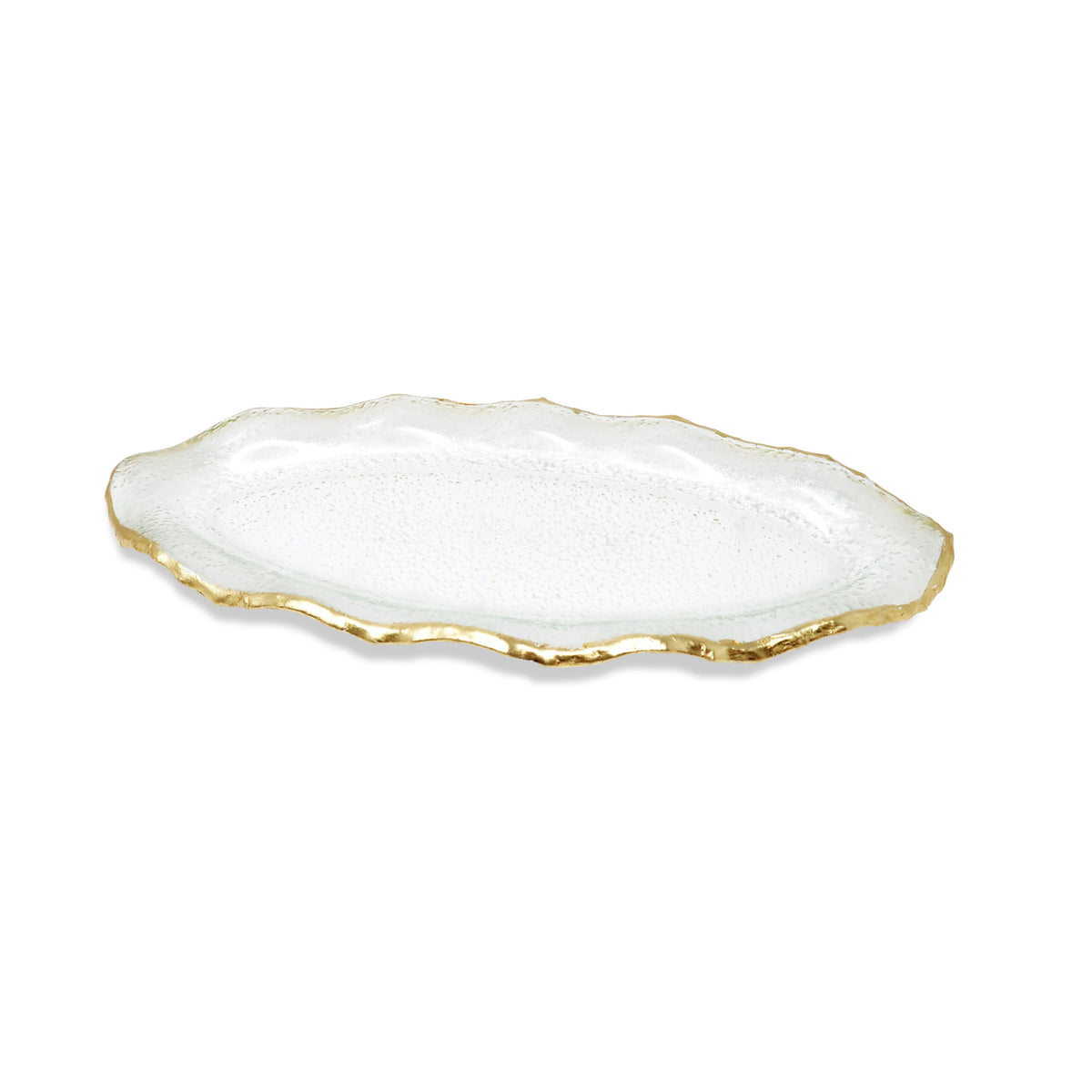 Glass Plate with Gold Scalloped Rim