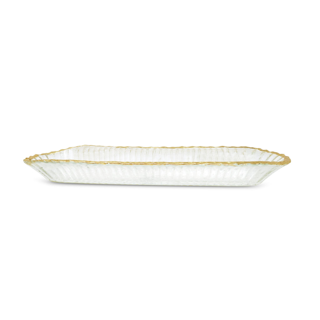 Glass Oval Tray with Gold Rim