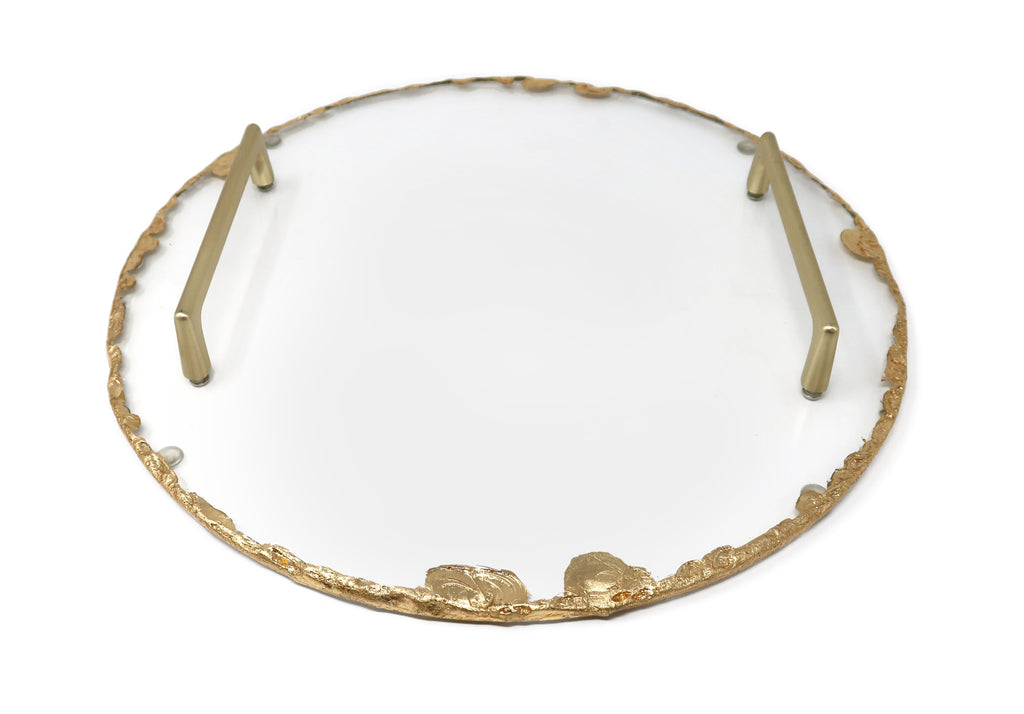 Glass Tray with Gold Rim and Handles