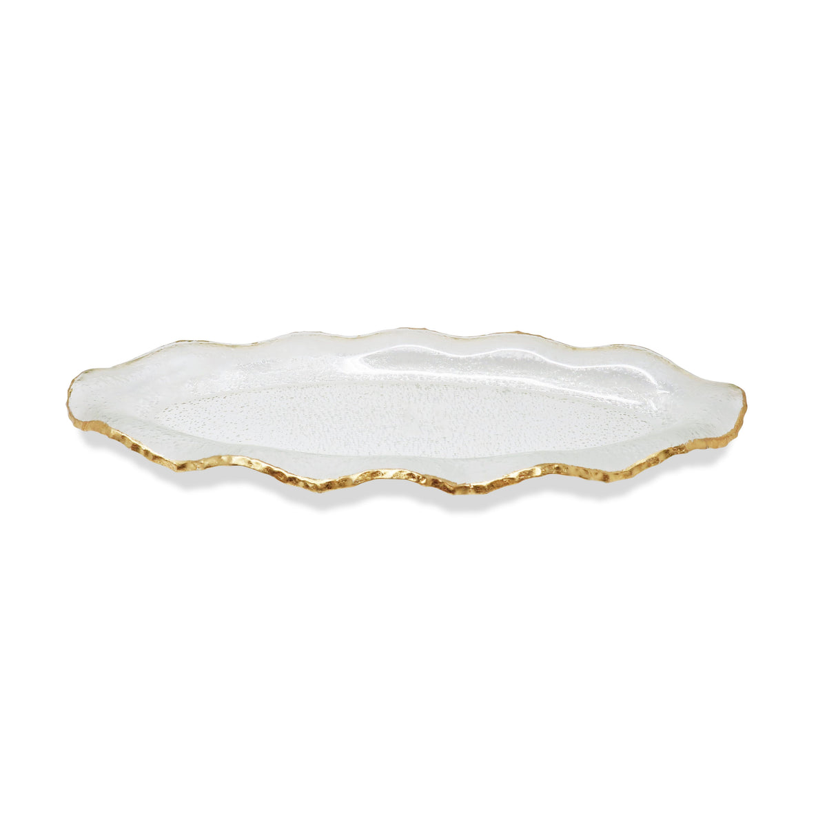 Glass Plate with Gold Scalloped Rim
