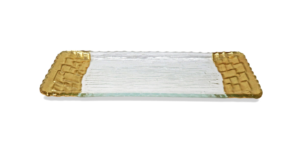 Glass Tray with Gold Foil Rim