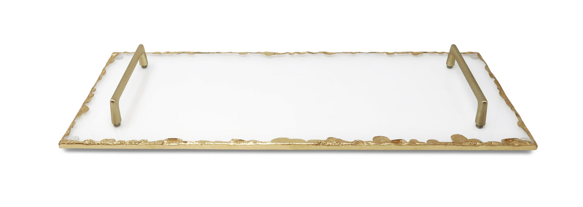 Glass Tray with Gold Rim and Handles