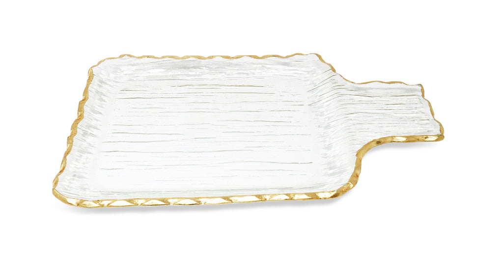Glass Square Tray with Gold Border