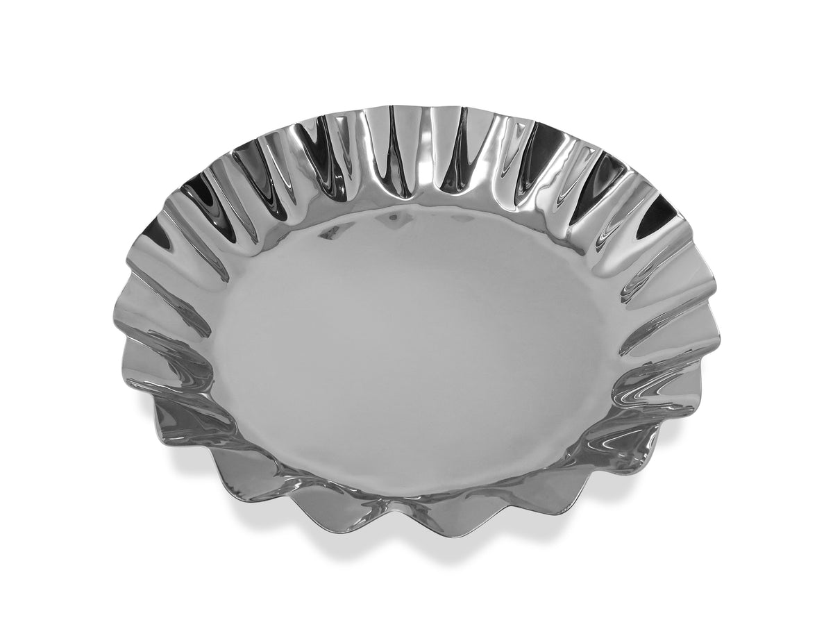 Stainless Steel Tray with Wavy Edge, 14.25"D