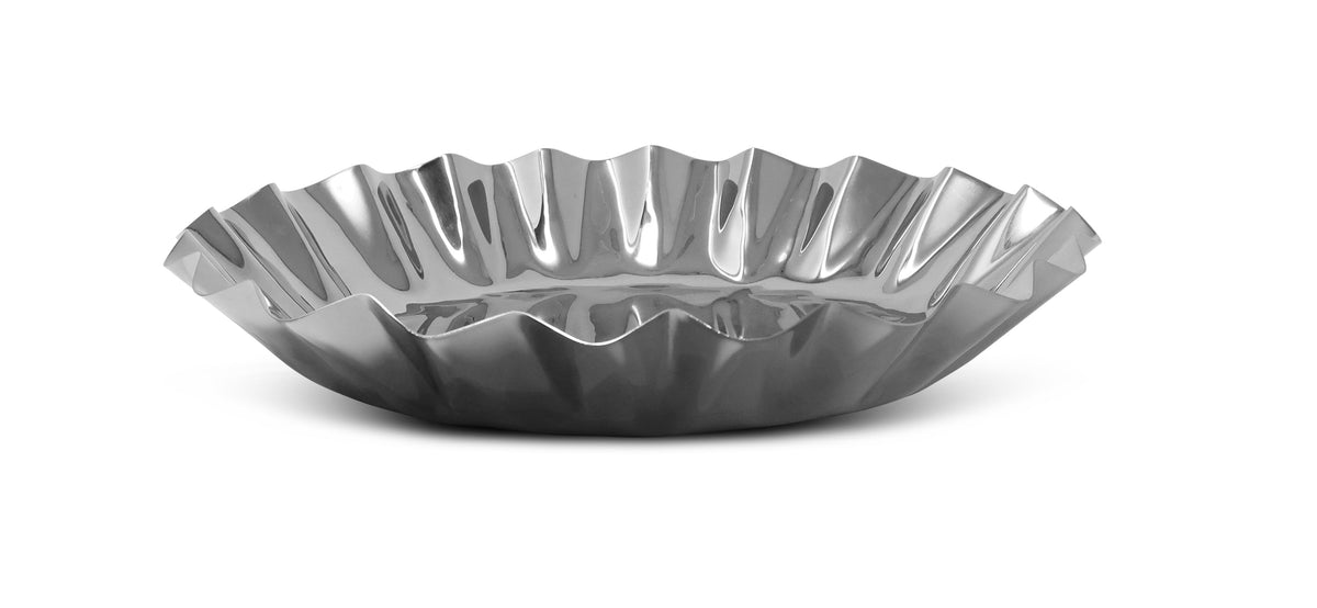 Stainless Steel Tray with Wavy Edge, 14.25"D