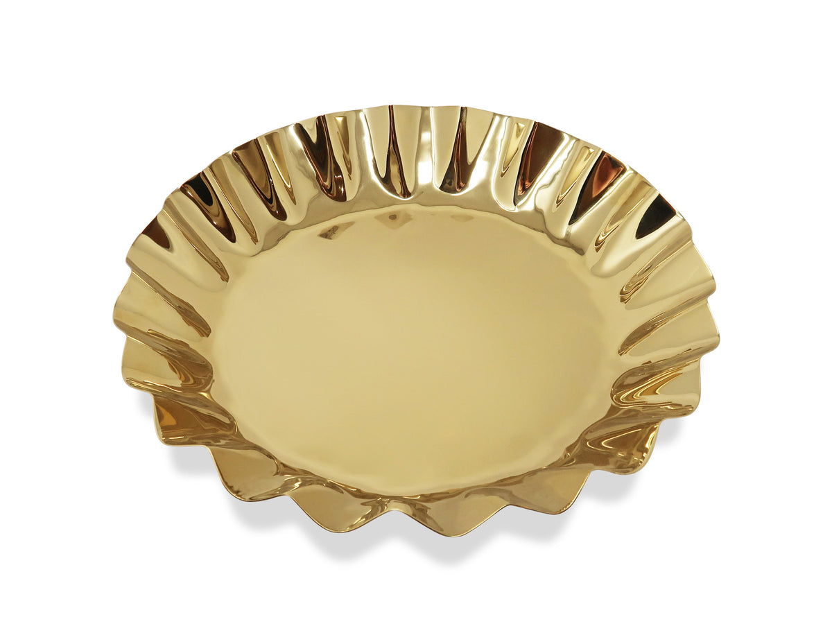 Stainless Steel Tray with Wavy Edge, 14.25"D