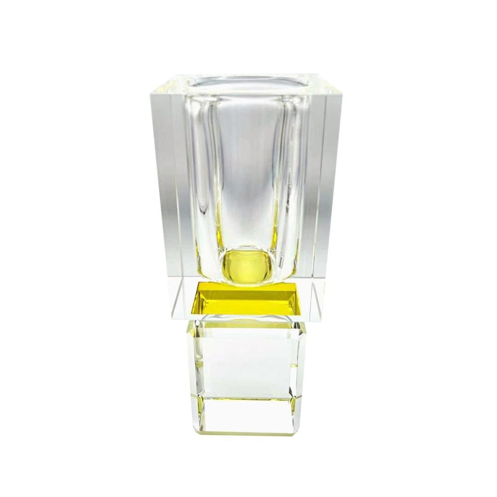 Block Vase with Reflection on Base, 2.75" x 2.75" x 7"H
