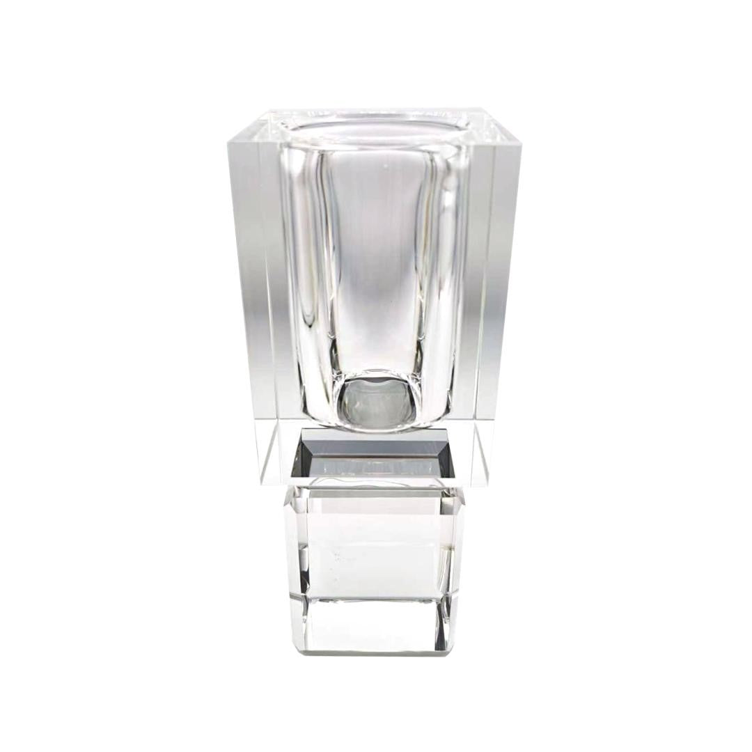 Block Vase with Reflection on Base, 2.75" x 2.75" x 7"H