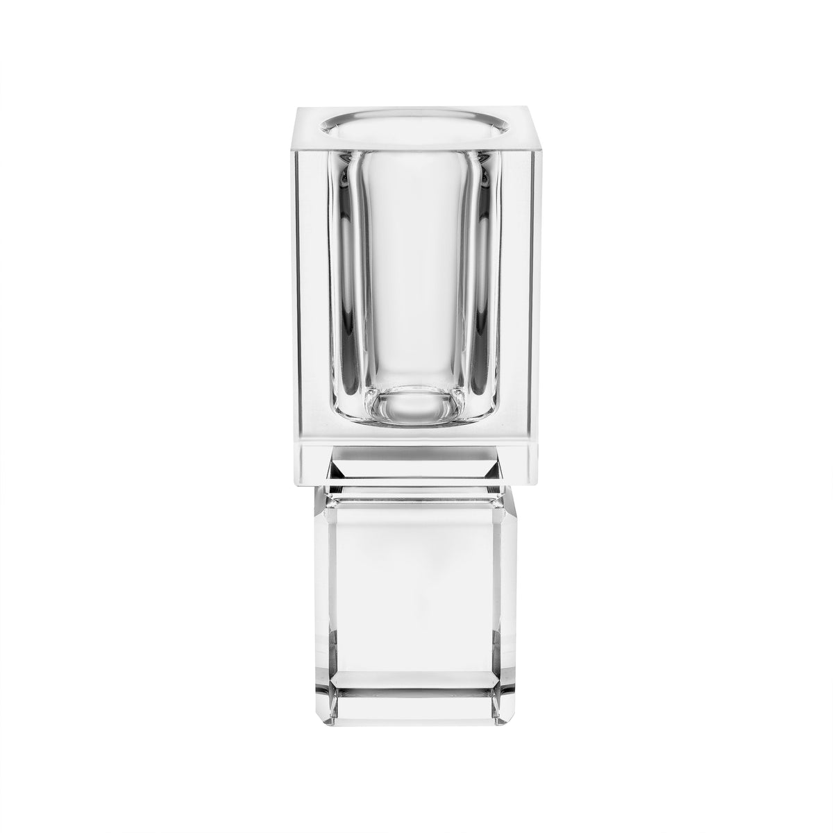 Block Vase with Reflection on Base, 2.75" x 2.75" x 7"H