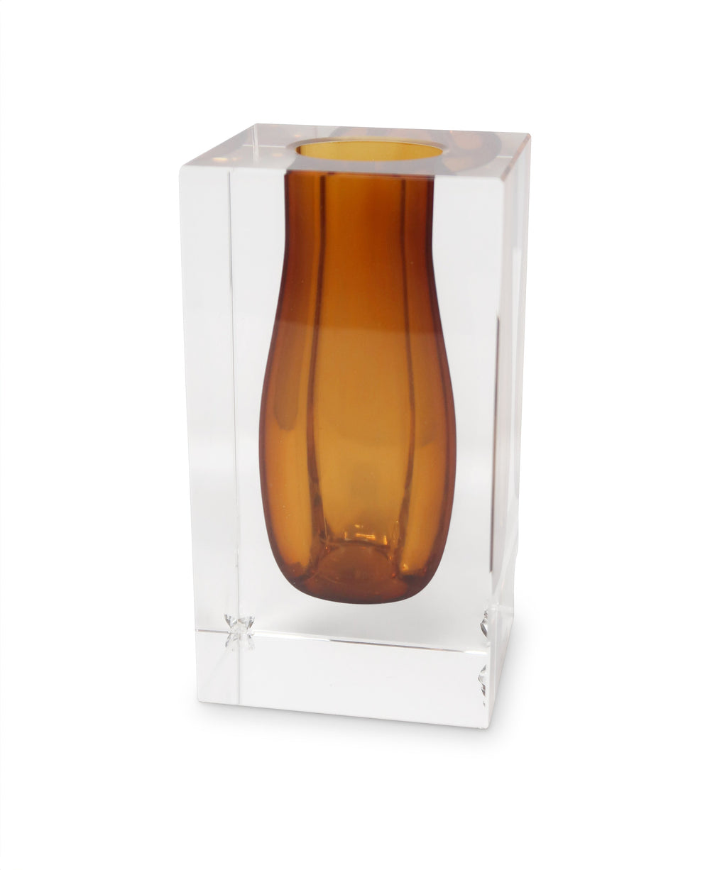 Double Wall Crystal Bud Vase Colored Inner