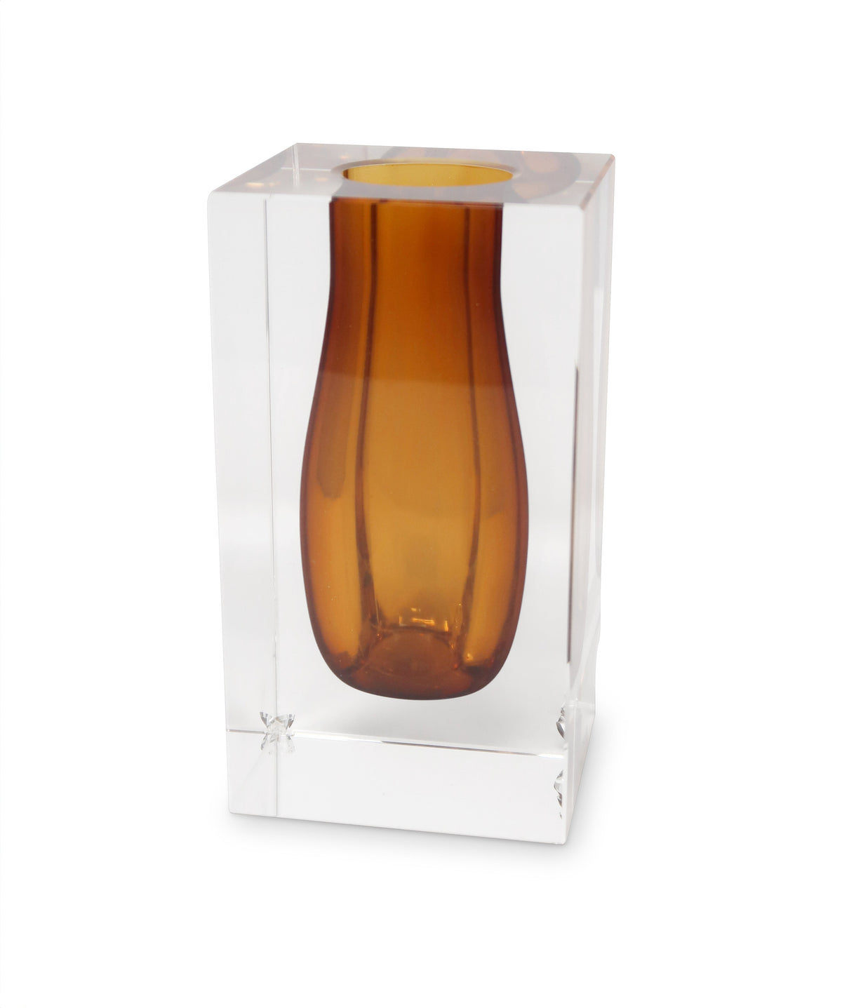 Double Wall Crystal Bud Vase Colored Inner
