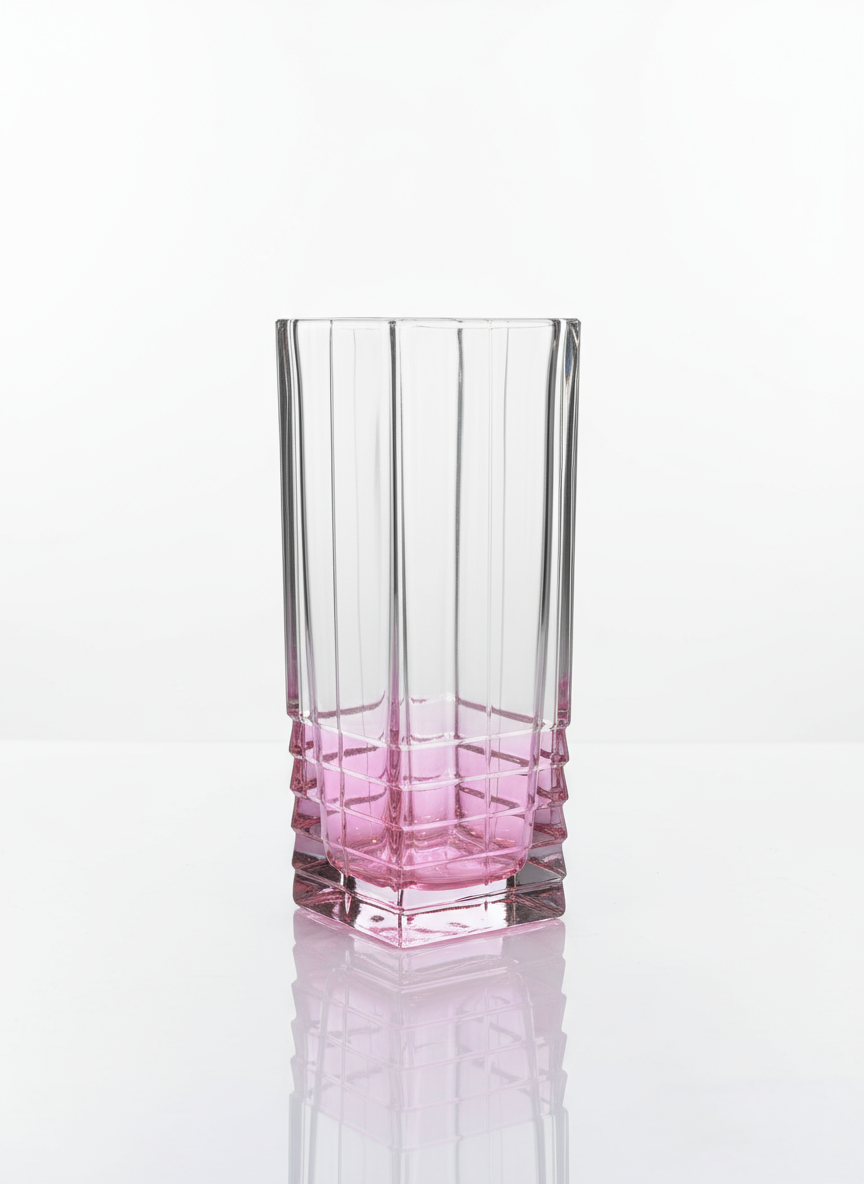 Square Vase with Diamond Cut and Shade on Bottom