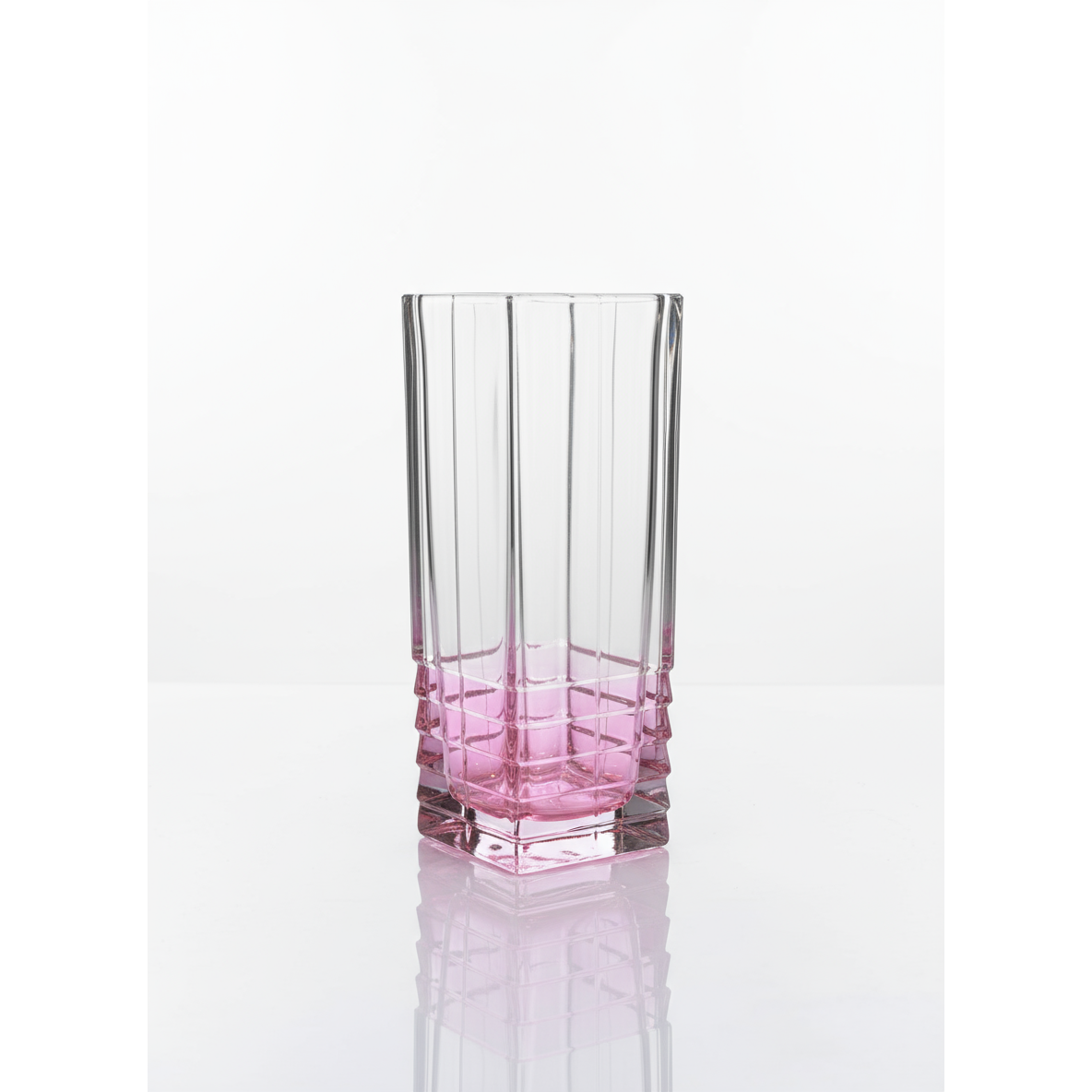 Square Vase with Diamond Cut and Shade on Bottom