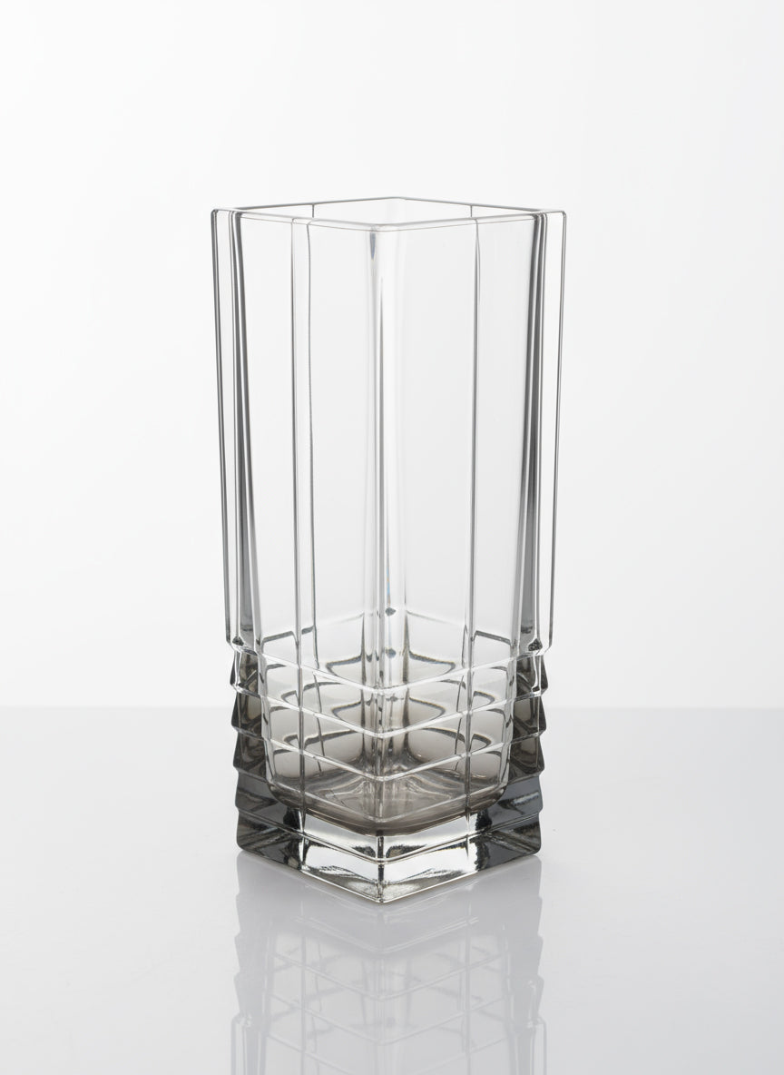 Square Vase with Diamond Cut and Shade on Bottom