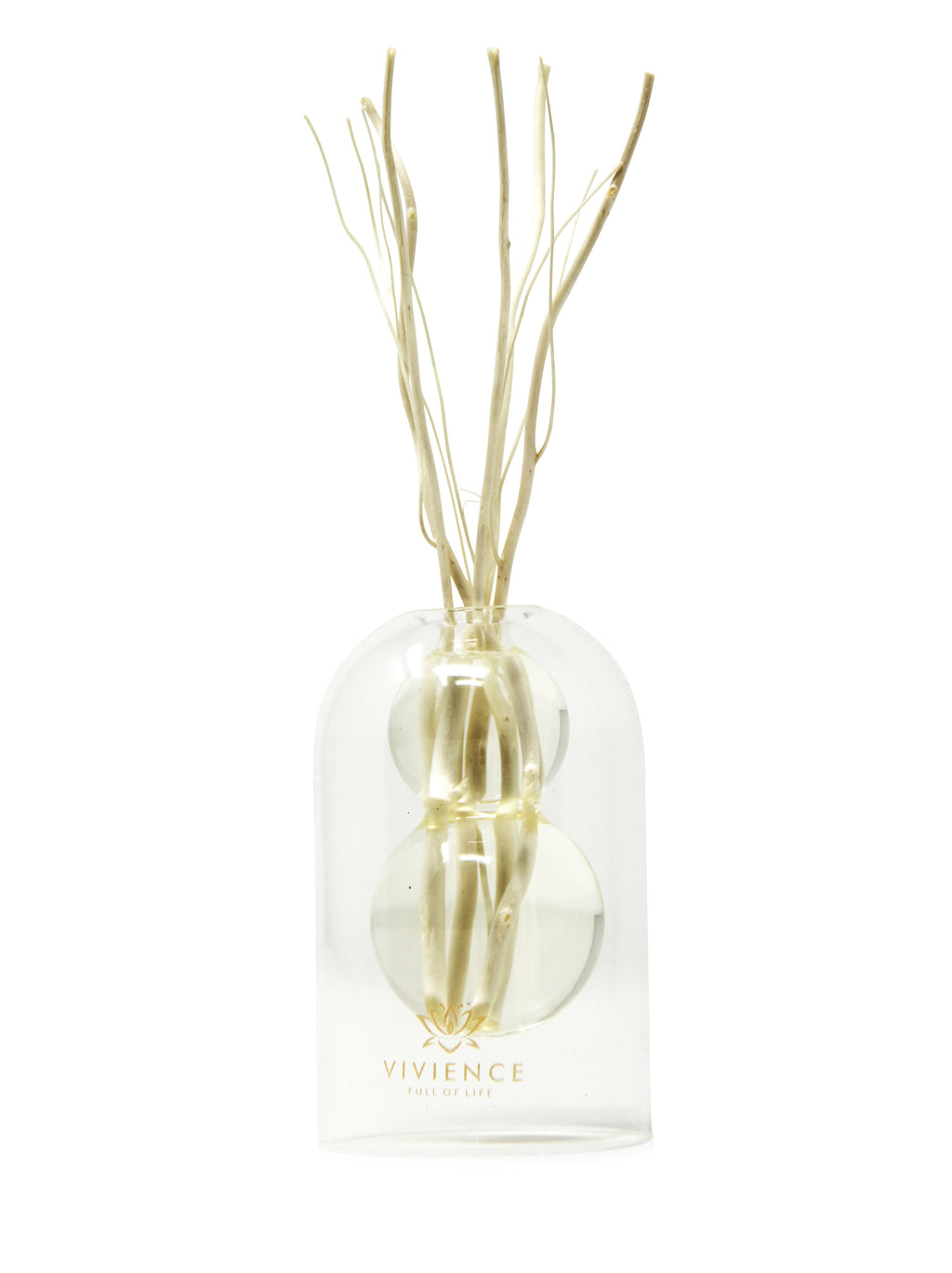 Clear Reed Diffuser with White Circular Inlay, "Lily of the Valley" Scent