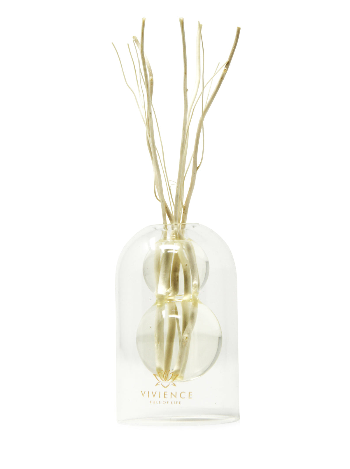 Clear Reed Diffuser with White Circular Inlay, "Lily of the Valley" Scent