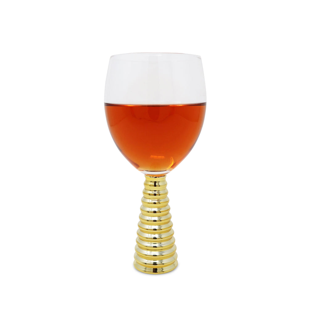 Set of 6 Water Glasses with Gold Design Stem