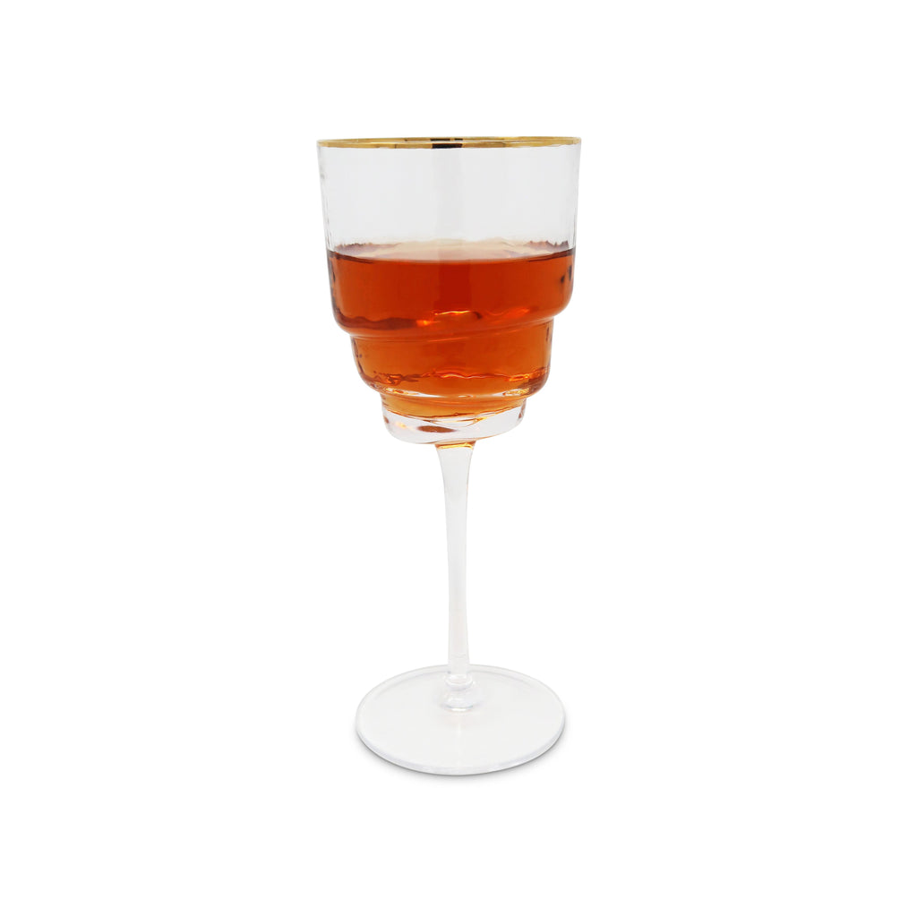 Set of 6 Designed Bottom Glasses with Gold Rim