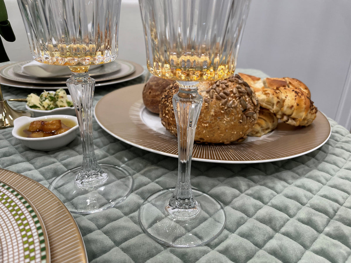 Liscio Ottico - Set of 6 Wine Glasses with Shade on the Bottom and Gold Rim