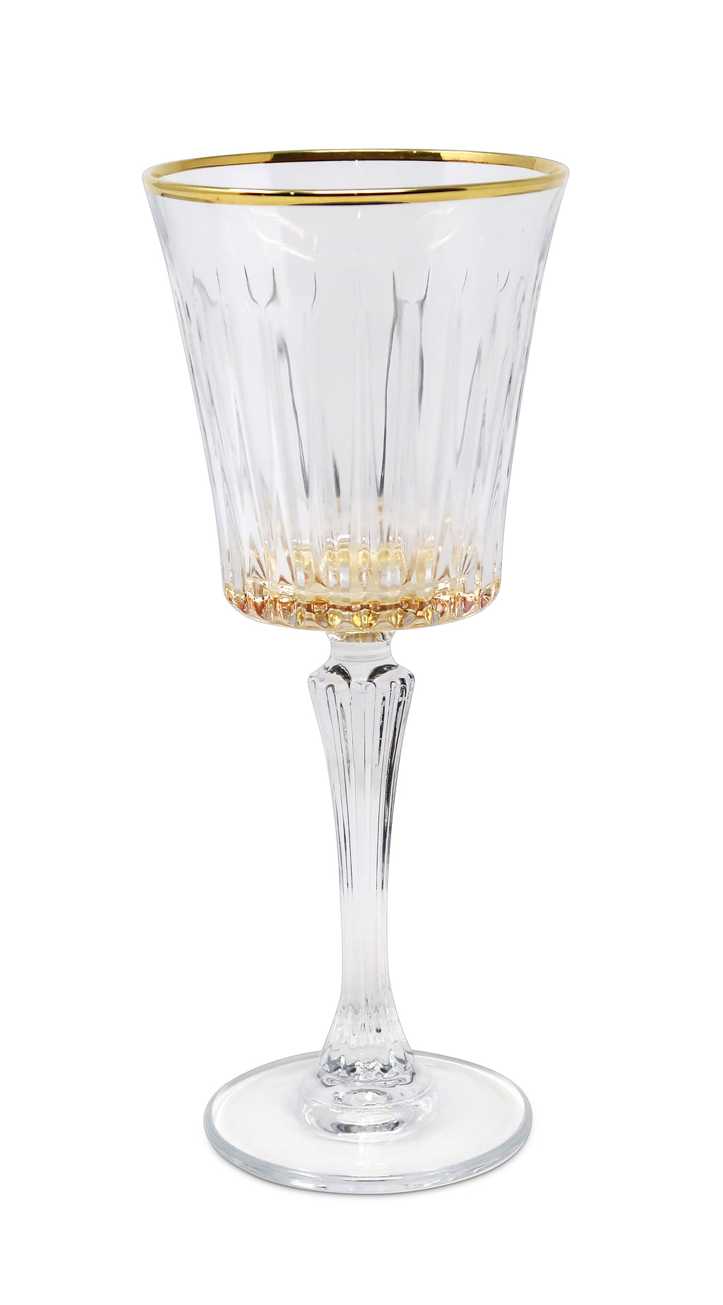 Liscio Ottico - Set of 6 Wine Glasses with Shade on the Bottom and Gold Rim