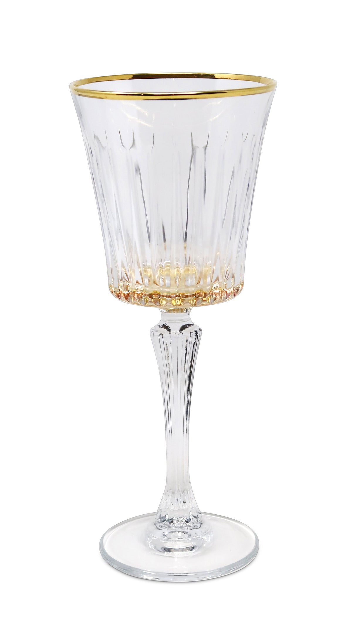 Liscio Ottico - Set of 6 Wine Glasses with Shade on the Bottom and Gold Rim