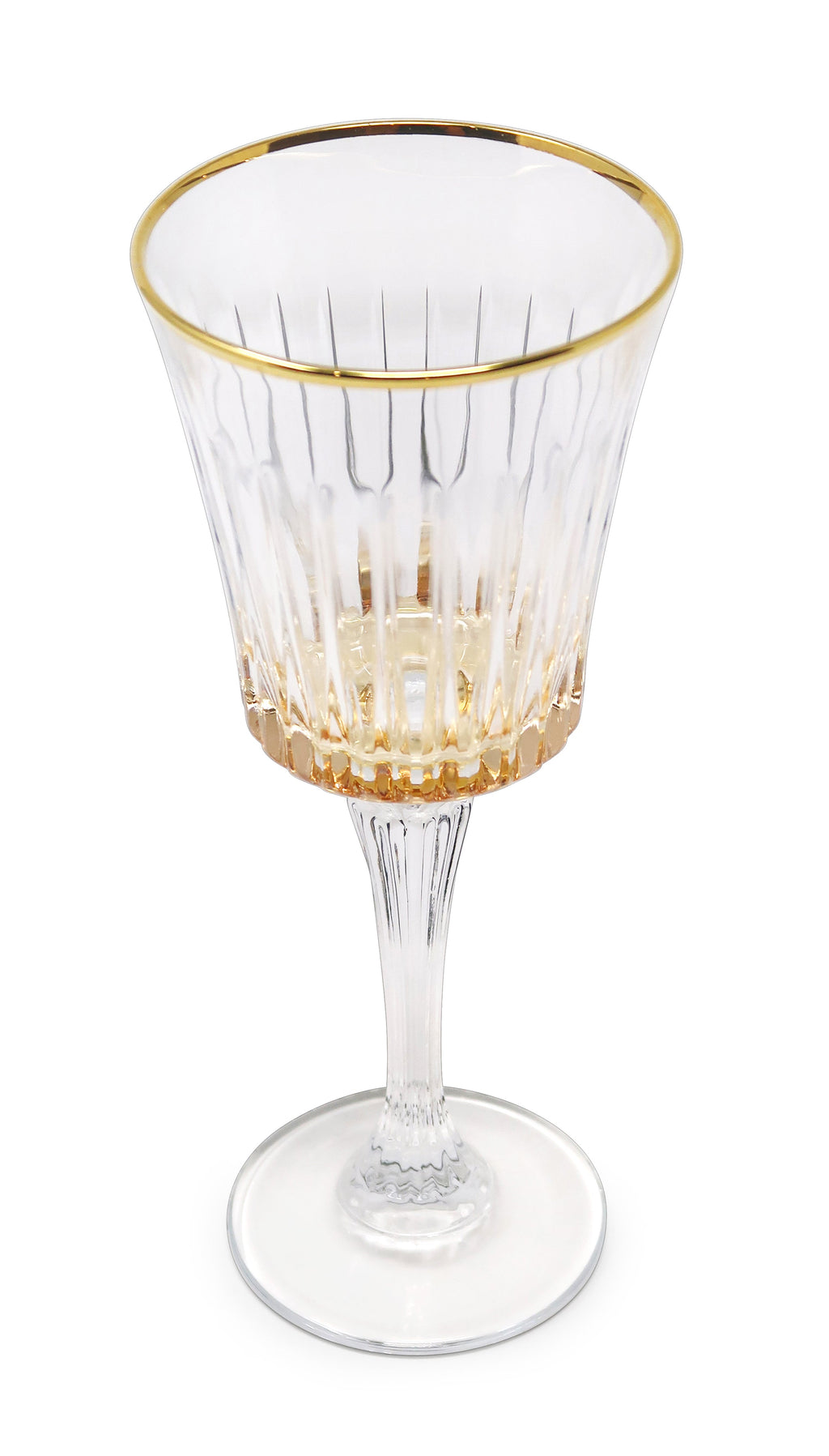 Liscio Ottico - Set of 6 Wine Glasses with Shade on the Bottom and Gold Rim