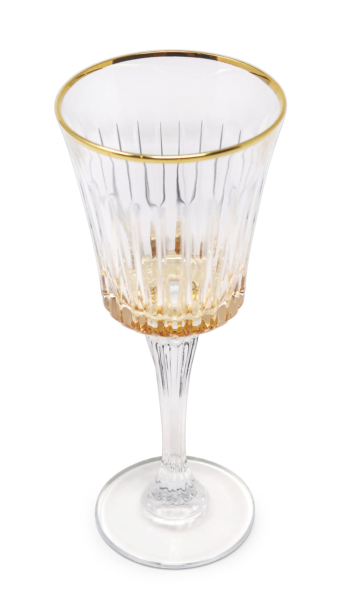 Liscio Ottico - Set of 6 Wine Glasses with Shade on the Bottom and Gold Rim