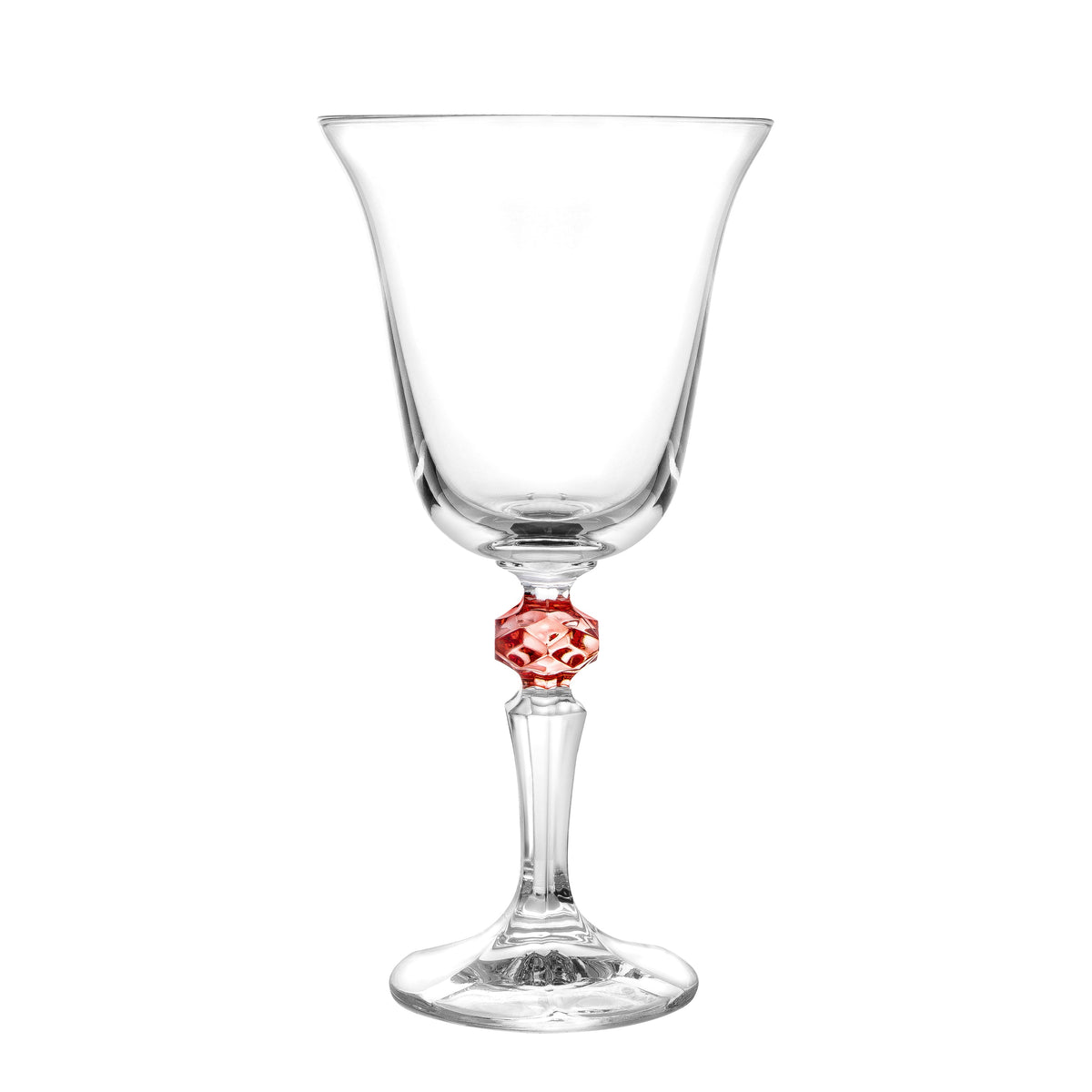 Set of 6 Glasses, with  Colored Diamond on Stem