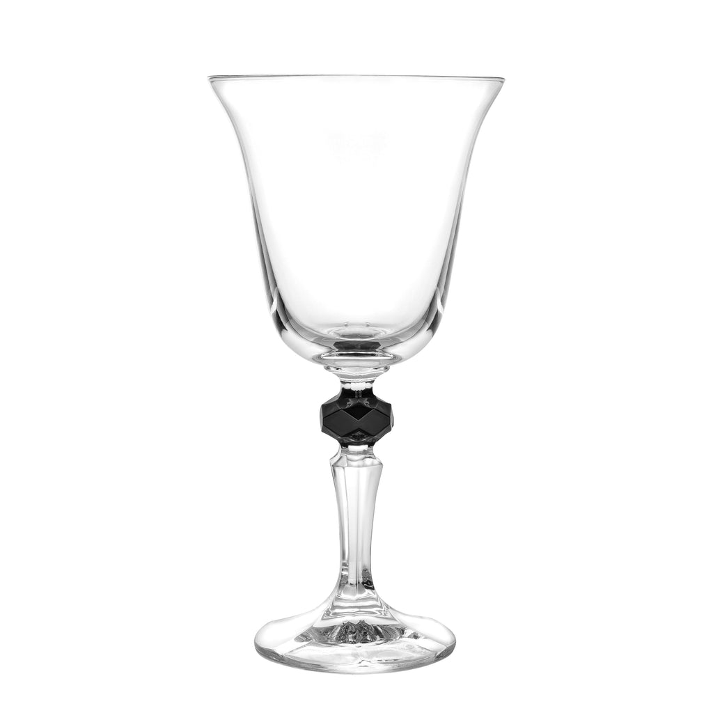 Set of 6 Glasses, with  Colored Diamond on Stem