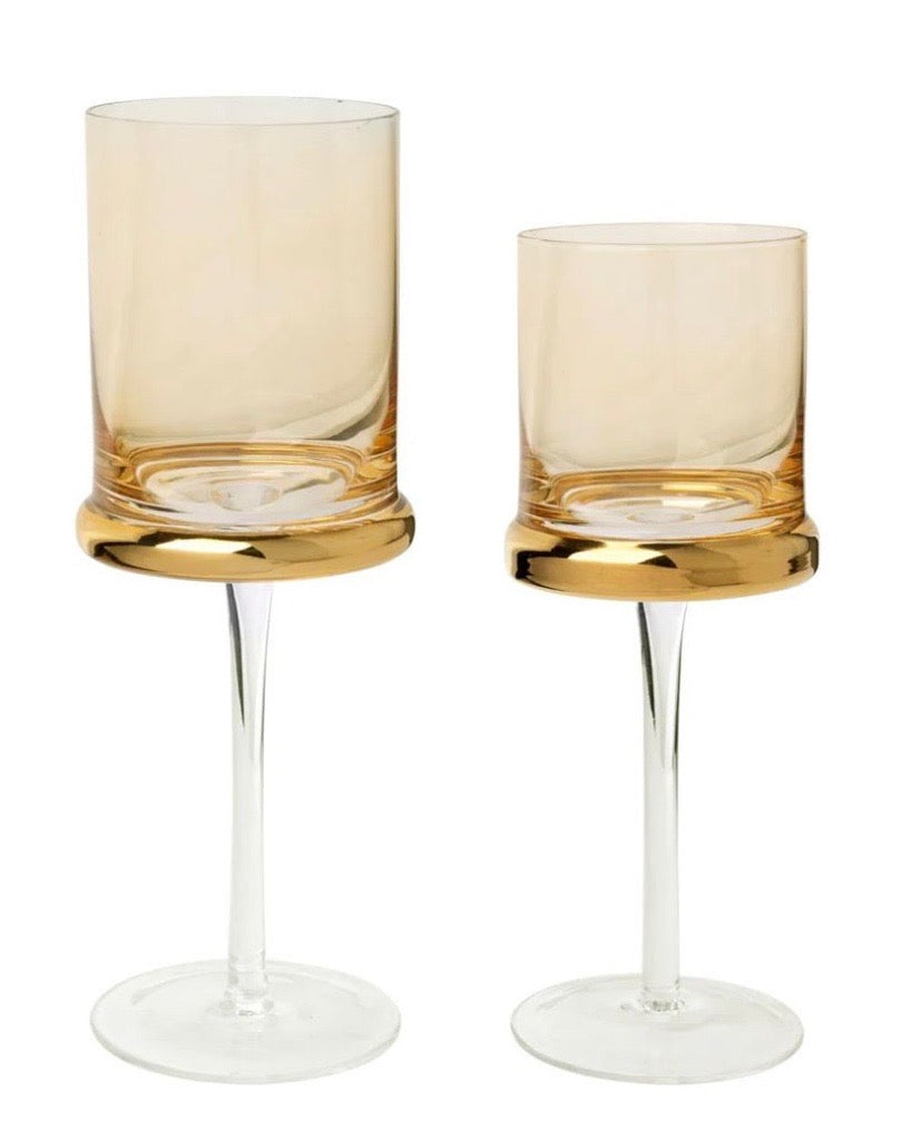 Set of 6 Square Glasses with Gold Ring