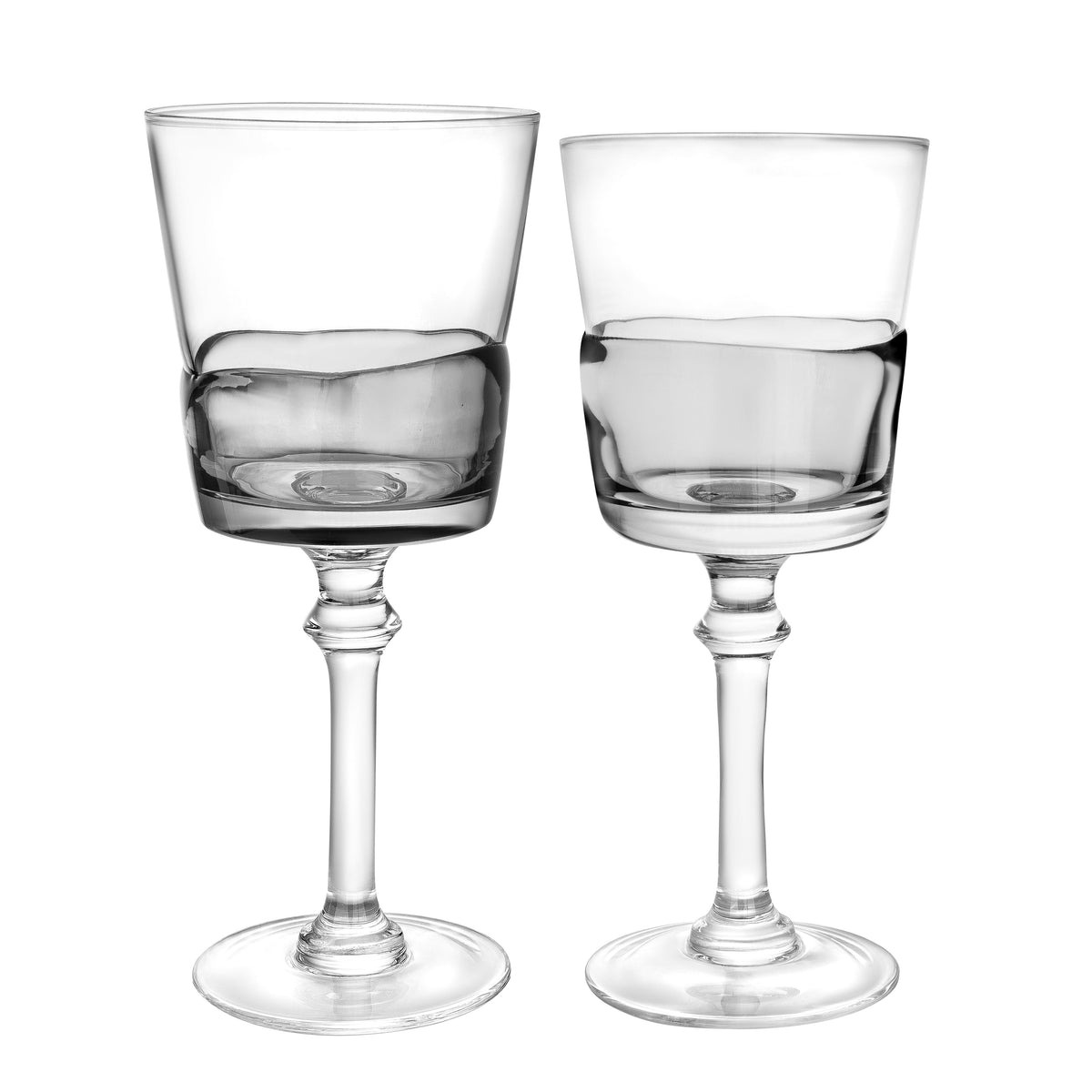 Set of 6 Glasses with  Colored Shade Bottom Half