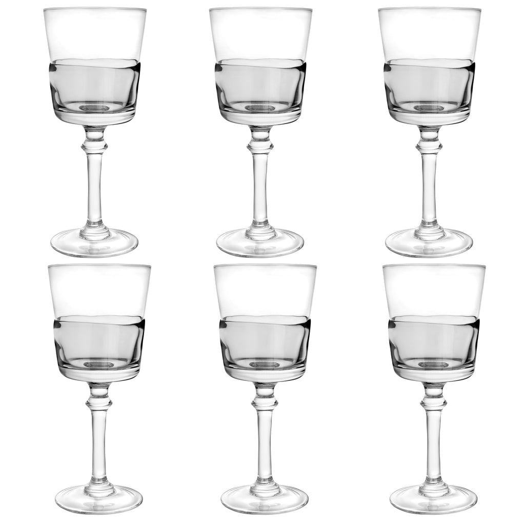 Set of 6 Glasses with  Colored Shade Bottom Half