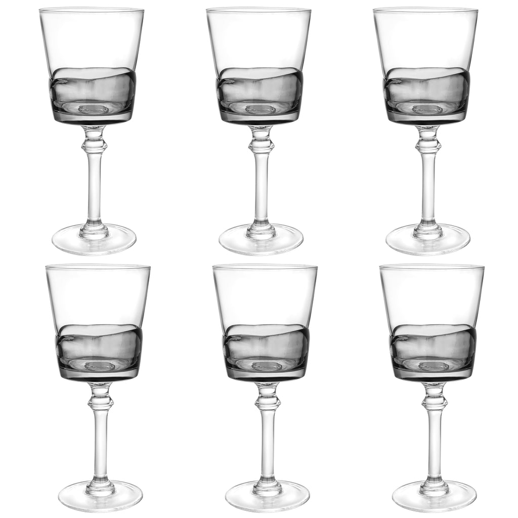 Set of 6 Glasses with  Colored Shade Bottom Half