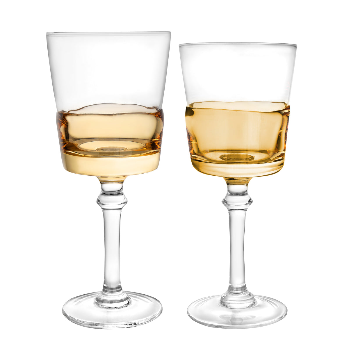 Set of 6 Glasses with  Colored Shade Bottom Half