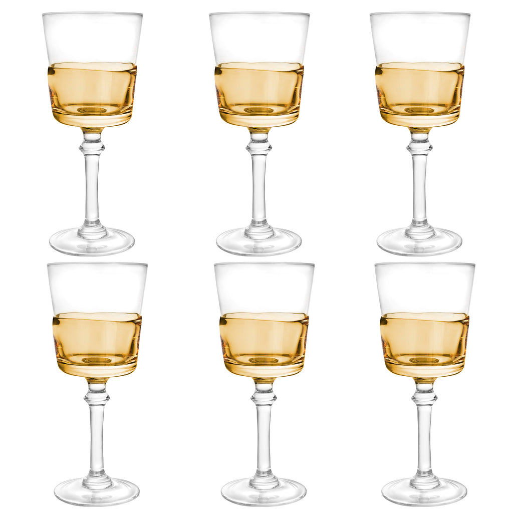Set of 6 Glasses with  Colored Shade Bottom Half