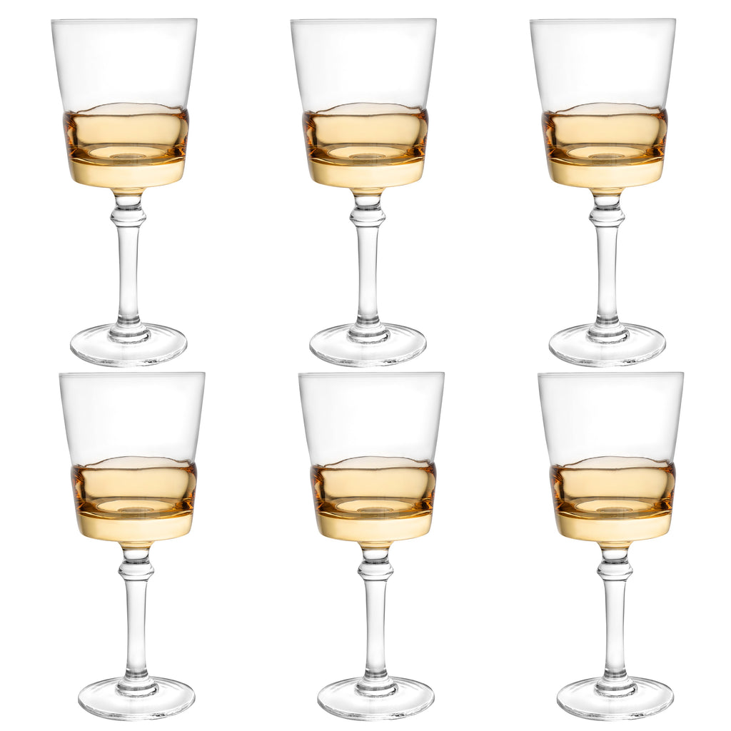 Set of 6 Glasses with  Colored Shade Bottom Half
