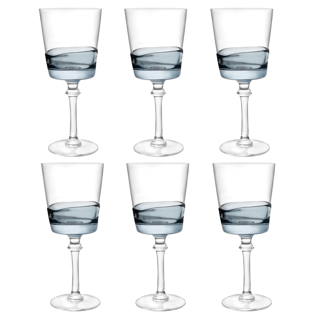 Set of 6 Glasses with  Colored Shade Bottom Half