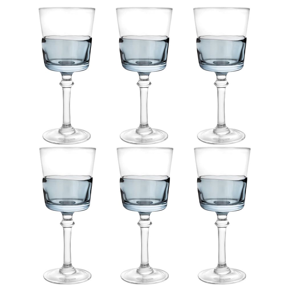 Set of 6 Glasses with  Colored Shade Bottom Half