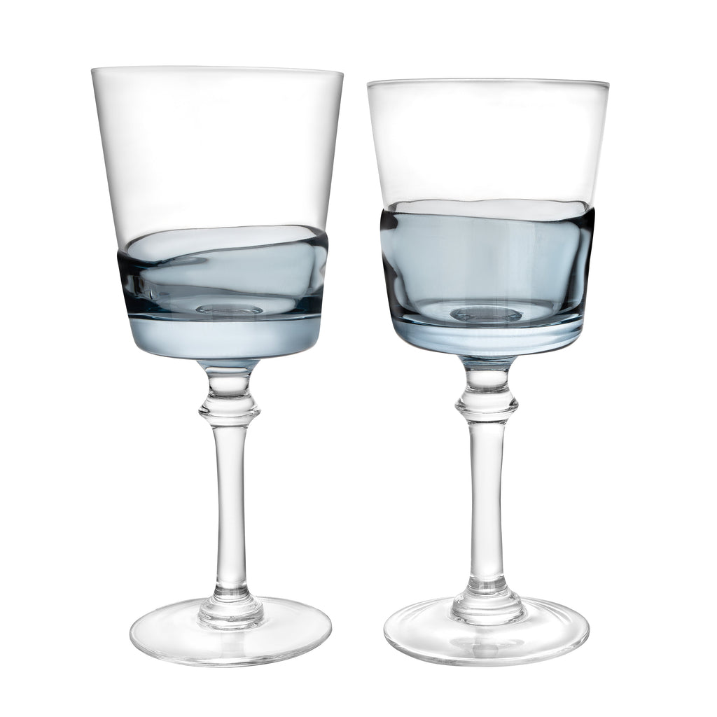 Set of 6 Glasses with  Colored Shade Bottom Half