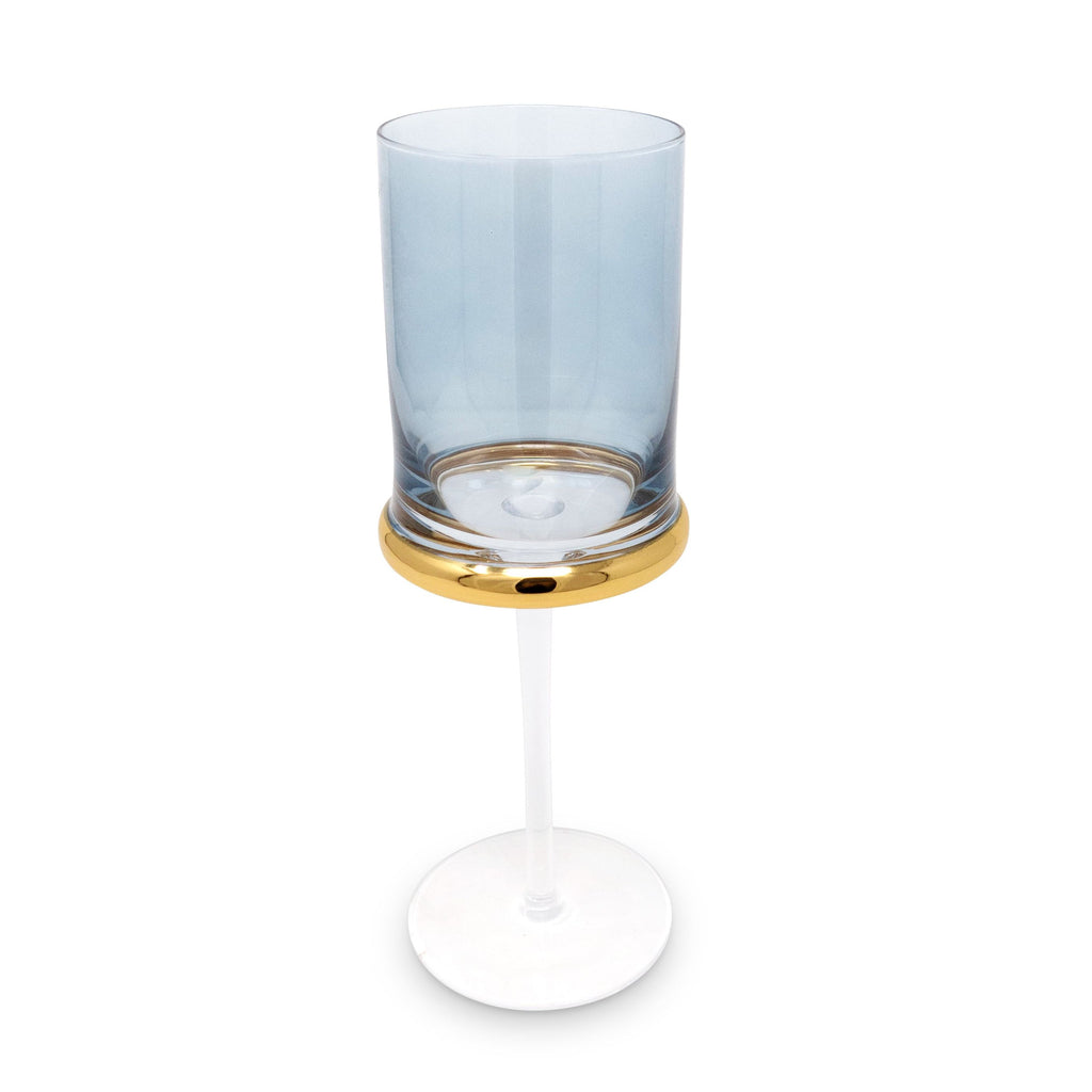 Set of 6 Square Glasses with Gold Ring